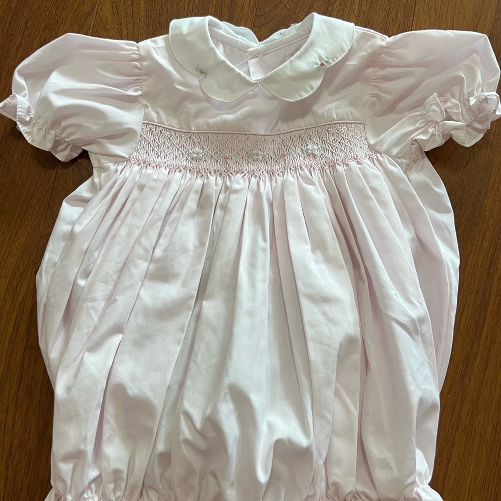 Petit ami 9m smocked bubble pink